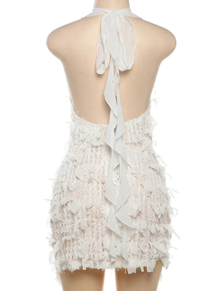 Bodycon Dresses- Summer Plunging Fringe Dress- - IndioGear.com