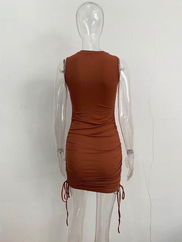 Bodycon Women's Tank Dress with Ruched Details for Summer