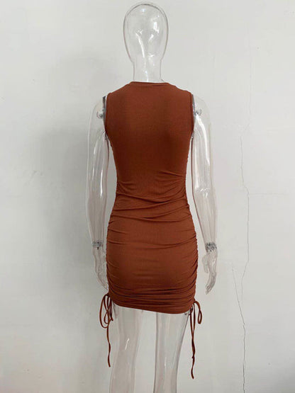 Bodycon Women's Tank Dress with Ruched Details for Summer