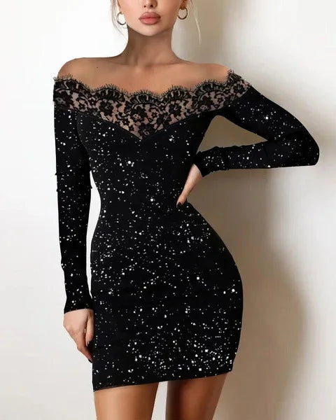 Bodycon Mini Dresses- Sparkling Mini Dress: Perfect for Party Season- black- IndioGear Women Clothing