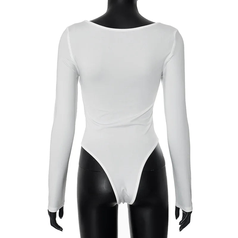 Bodysuits- Essential Square Neckline Bodysuit - Long Sleeve- - IndioGear