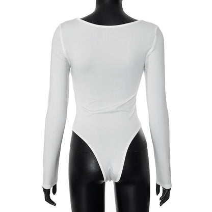 Bodysuits- Essential Square Neckline Bodysuit - Long Sleeve- - IndioGear