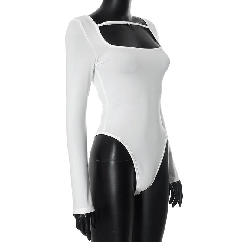 Bodysuits- Essential Square Neckline Bodysuit - Long Sleeve- - IndioGear