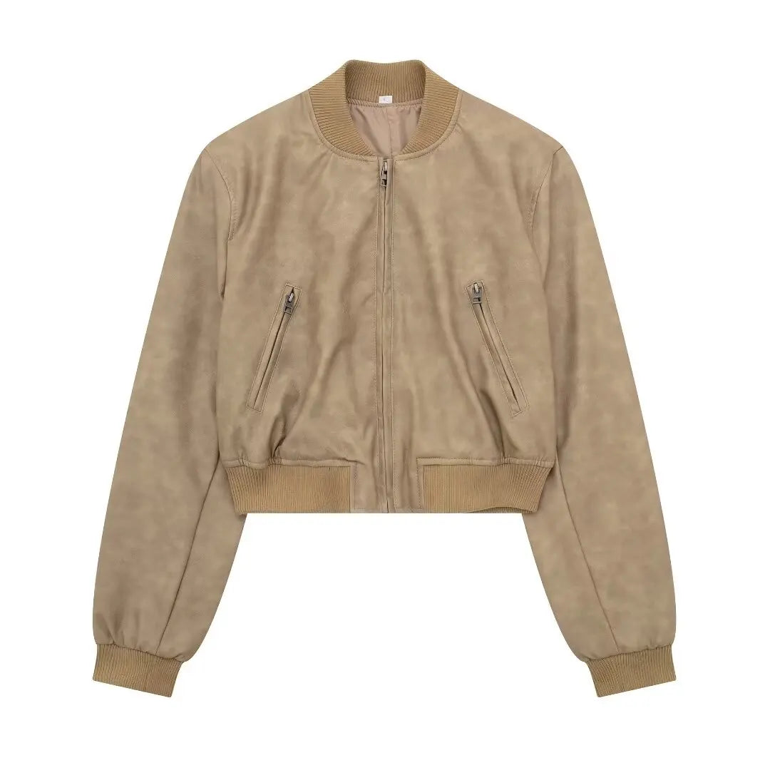 Bomber Jackets- Aviator Leatherette Jacket Urban Suede Bomber- - IndioGear.com