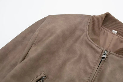 Bomber Jackets- Aviator Leatherette Jacket Urban Suede Bomber- - IndioGear.com