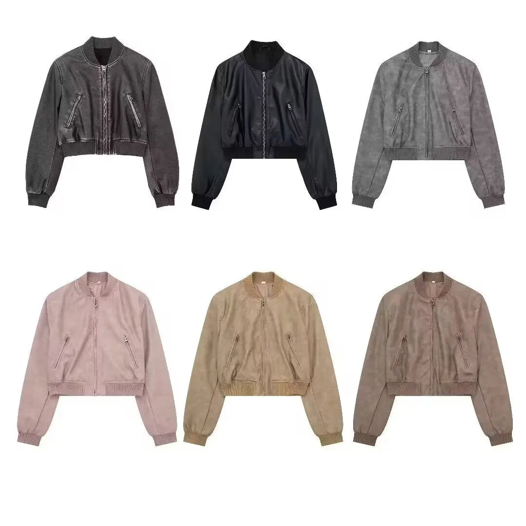 Bomber Jackets- Aviator Leatherette Jacket Urban Suede Bomber- - IndioGear.com