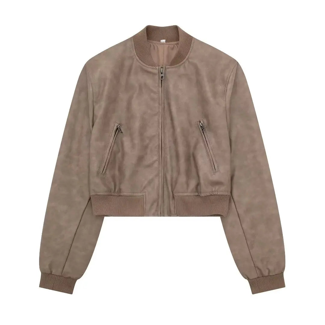 Bomber Jackets- Aviator Leatherette Jacket Urban Suede Bomber- - IndioGear.com