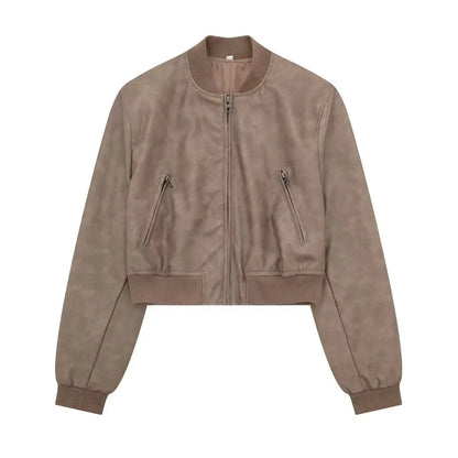 Bomber Jackets- Aviator Leatherette Jacket Urban Suede Bomber- - IndioGear.com