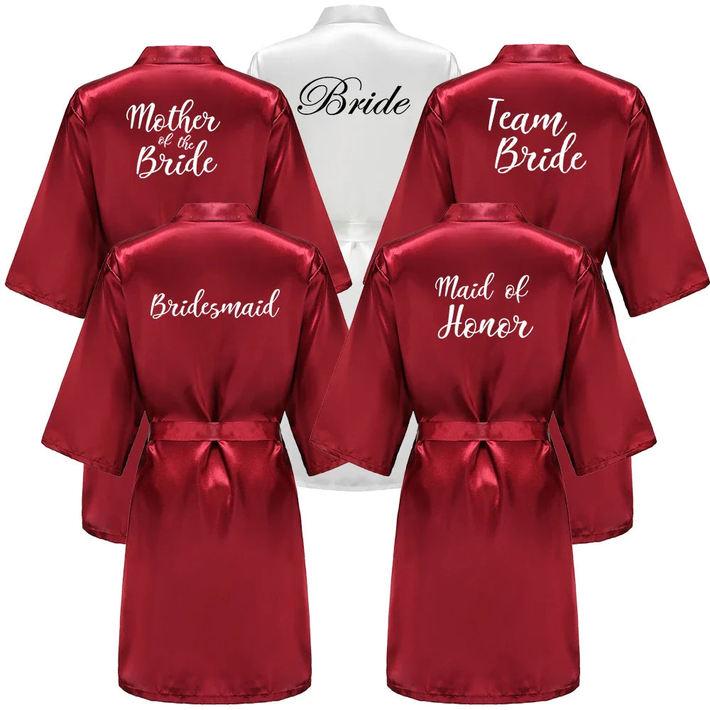 Bridal Party- Bridal Party Custom Satin Robes for After Party Weddings- - IndioGear Women Clothing