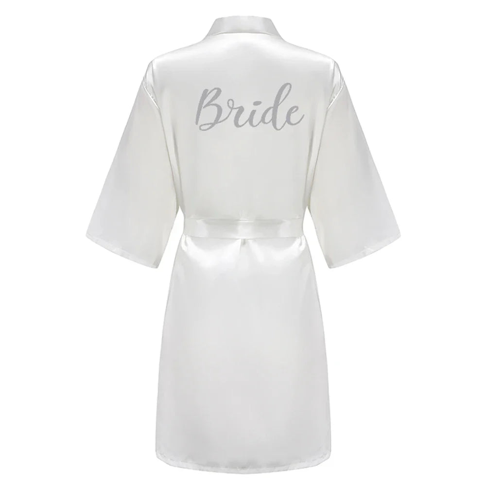 Bridal Party- Bridal Party Custom Satin Robes for After Party Weddings- White 7- IndioGear Women Clothing