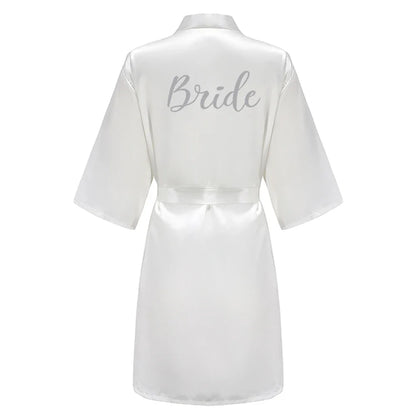 Bridal Party- Bridal Party Custom Satin Robes for After Party Weddings- White 7- IndioGear Women Clothing