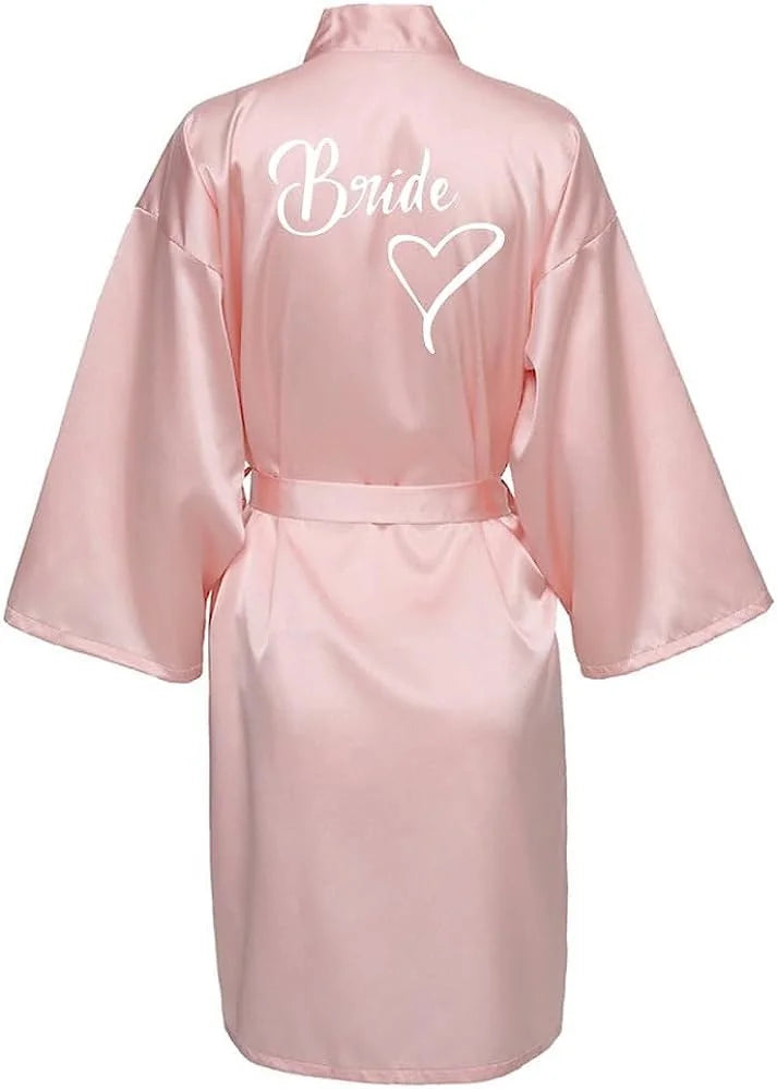 Bridal Shower Party- Custom Bride & Bridesmaid Team Robes- Pink 3- IndioGear Women Clothing