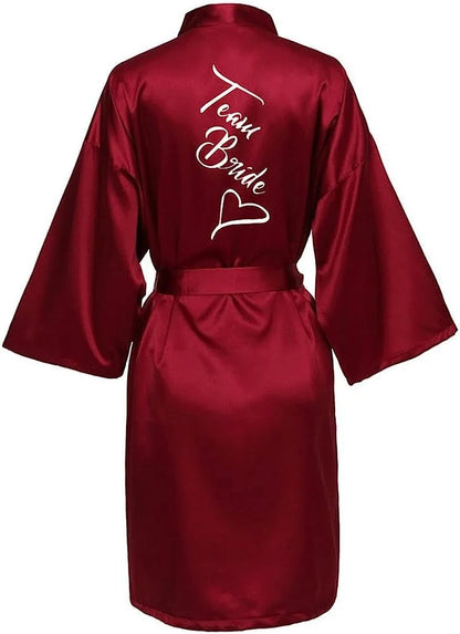 Bridal Shower Party- Custom Bride & Bridesmaid Team Robes- Wine Red 2- IndioGear Women Clothing