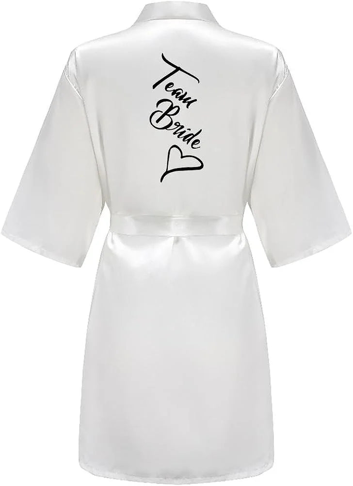 Bridal Shower Party- Custom Bride & Bridesmaid Team Robes- White- IndioGear Women Clothing