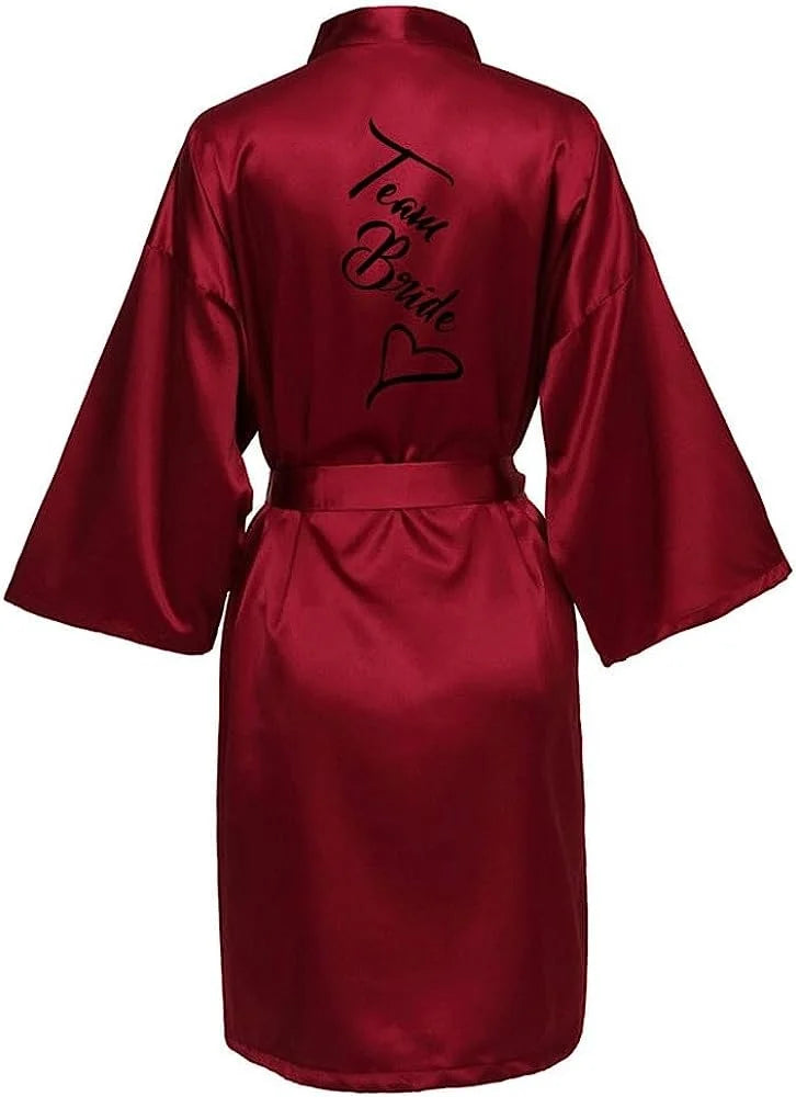 Bridal Shower Party- Custom Bride & Bridesmaid Team Robes- Wine Red- IndioGear Women Clothing