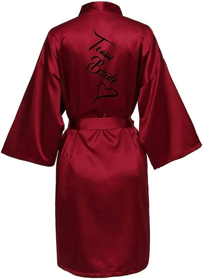 Bridal Shower Party- Custom Bride & Bridesmaid Team Robes- Wine Red- IndioGear Women Clothing