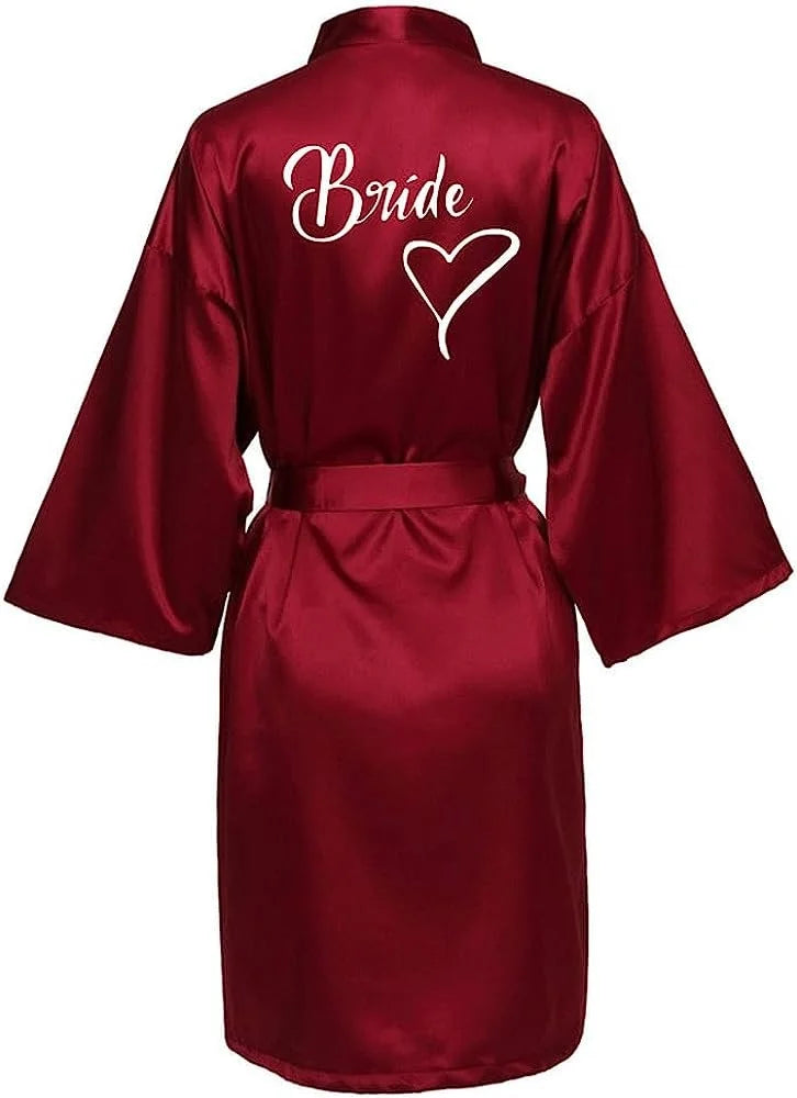 Bridal Shower Party- Custom Bride & Bridesmaid Team Robes- Wine Red 3- IndioGear Women Clothing