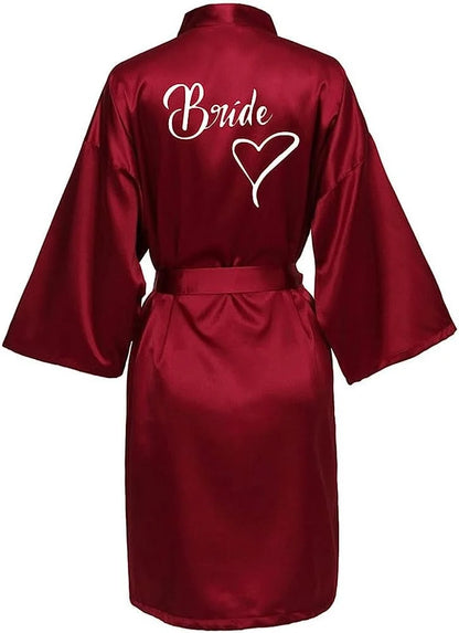 Bridal Shower Party- Custom Bride & Bridesmaid Team Robes- Wine Red 3- IndioGear Women Clothing