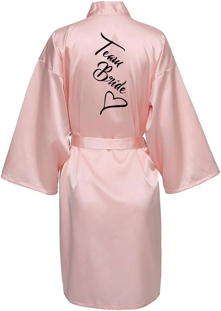 Bridal Shower Party- Custom Bride & Bridesmaid Team Robes- Pink- IndioGear Women Clothing