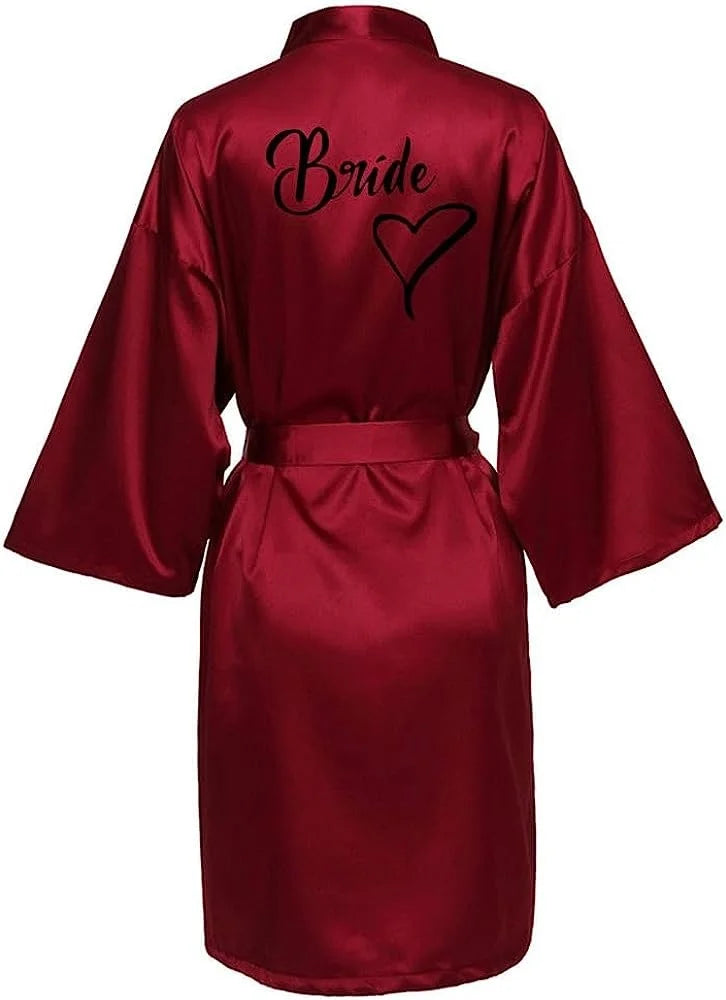 Bridal Shower Party- Custom Bride & Bridesmaid Team Robes- Wine Red 1- IndioGear Women Clothing