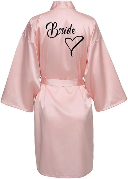 Bridal Shower Party- Custom Bride & Bridesmaid Team Robes- Pink 1- IndioGear Women Clothing