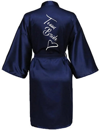 Bridal Shower Party- Custom Bride & Bridesmaid Team Robes- Blue 2- IndioGear Women Clothing