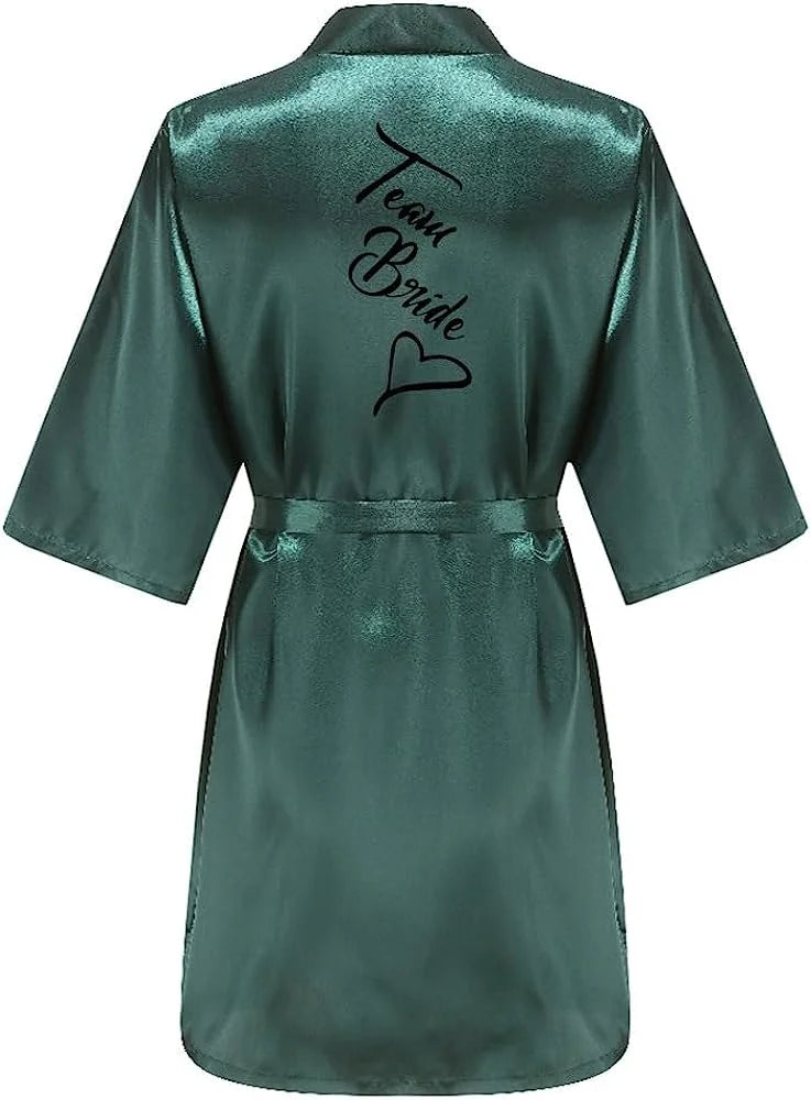 Bridal Shower Party- Custom Bride & Bridesmaid Team Robes- Green- IndioGear Women Clothing