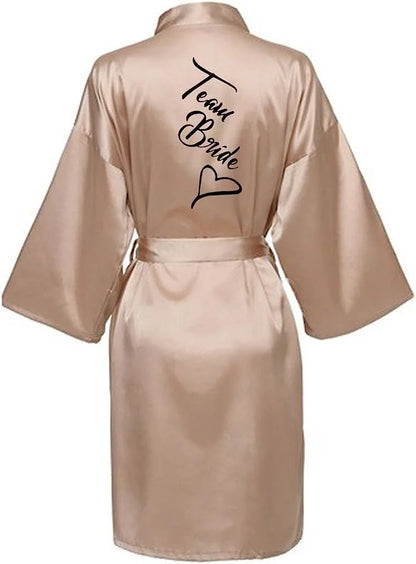 Bridal Shower Party- Custom Bride & Bridesmaid Team Robes- Champagne- IndioGear Women Clothing