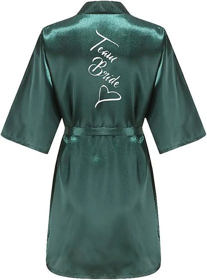 Bridal Shower Party- Custom Bride & Bridesmaid Team Robes- Green 2- IndioGear Women Clothing