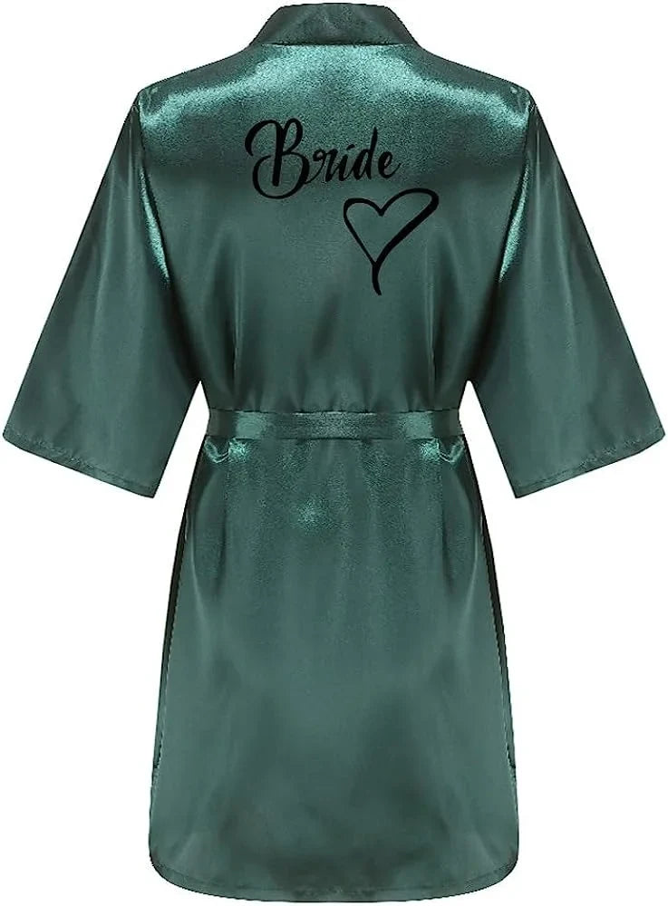 Bridal Shower Party- Custom Bride & Bridesmaid Team Robes- Green 1- IndioGear Women Clothing