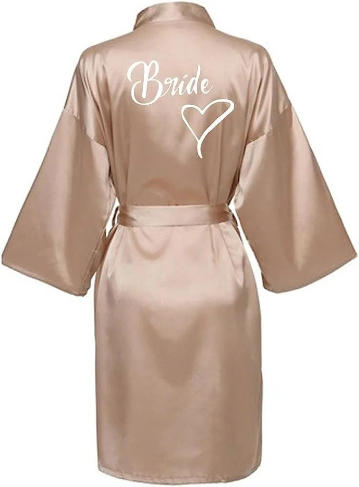 Bridal Shower Party- Custom Bride & Bridesmaid Team Robes- Champagne 3- IndioGear Women Clothing