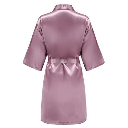 Bridal Shower Party- Custom Rose Pink Satin Wedding Robe – Bride and Team Edition- - IndioGear Women Clothing