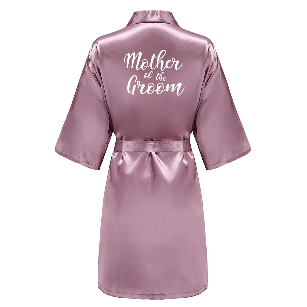 Bridal Shower Party- Custom Rose Pink Satin Wedding Robe – Bride and Team Edition- - IndioGear Women Clothing