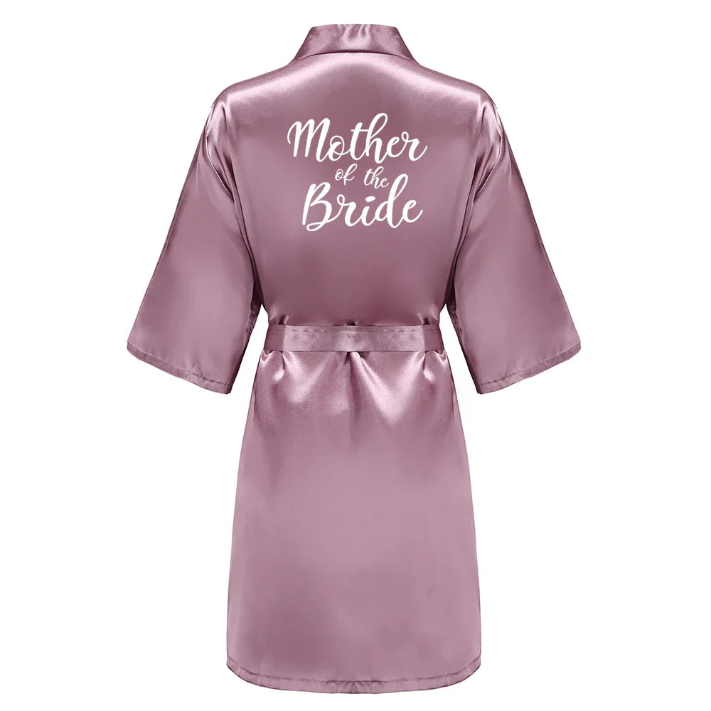 Bridal Shower Party- Custom Rose Pink Satin Wedding Robe – Bride and Team Edition- - IndioGear Women Clothing