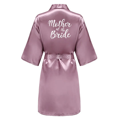 Bridal Shower Party- Custom Rose Pink Satin Wedding Robe – Bride and Team Edition- Dusk Wine 7- IndioGear Women Clothing