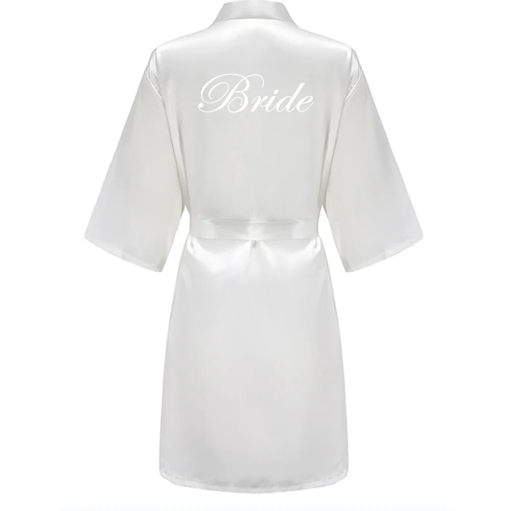 Bridal Shower Party- Custom Rose Pink Satin Wedding Robe – Bride and Team Edition- - IndioGear Women Clothing