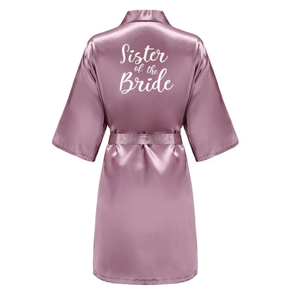 Bridal Shower Party- Custom Rose Pink Satin Wedding Robe – Bride and Team Edition- Dusk Wine- IndioGear Women Clothing