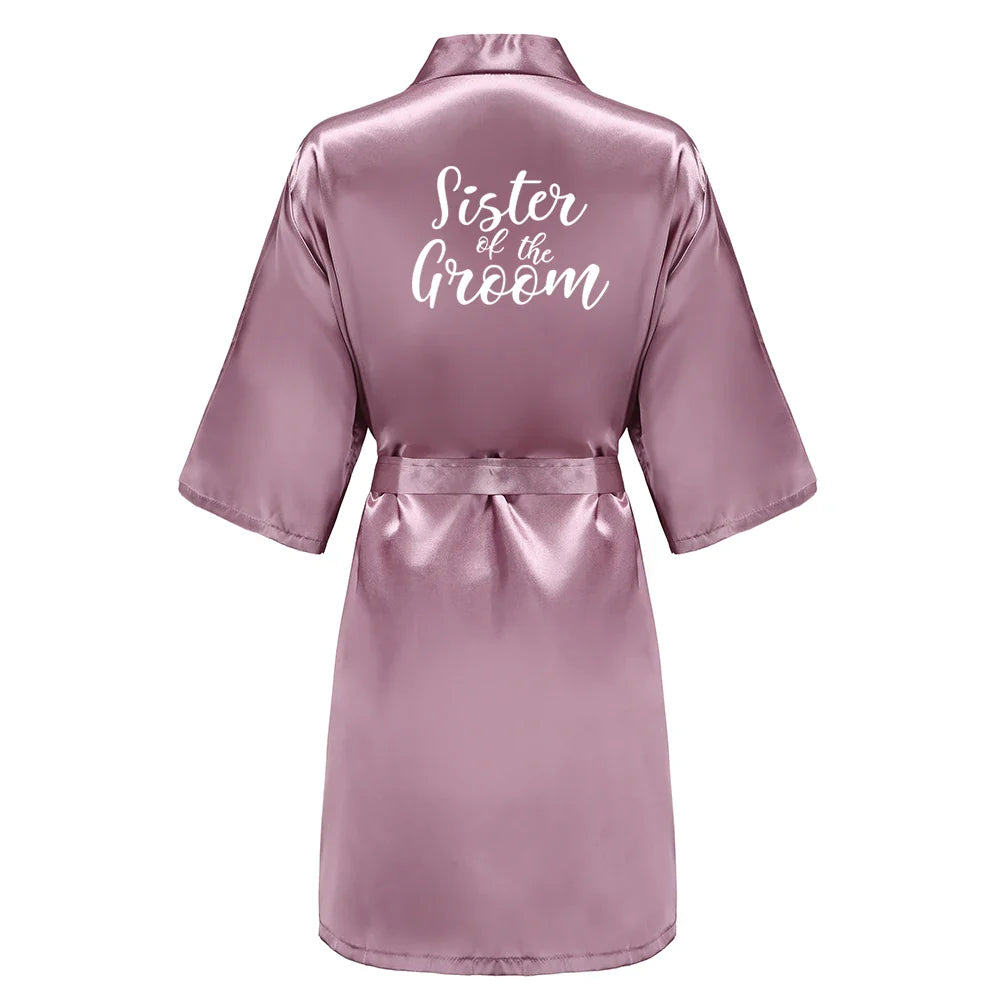 Bridal Shower Party- Custom Rose Pink Satin Wedding Robe – Bride and Team Edition- - IndioGear Women Clothing