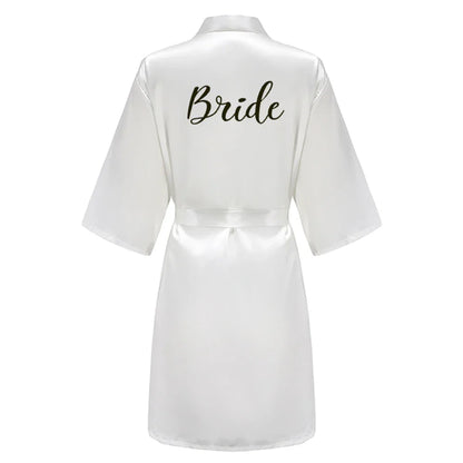 Bridal Shower Party- Personalized Metallic Copper Bridal Party Robes- White 4- IndioGear Women Clothing