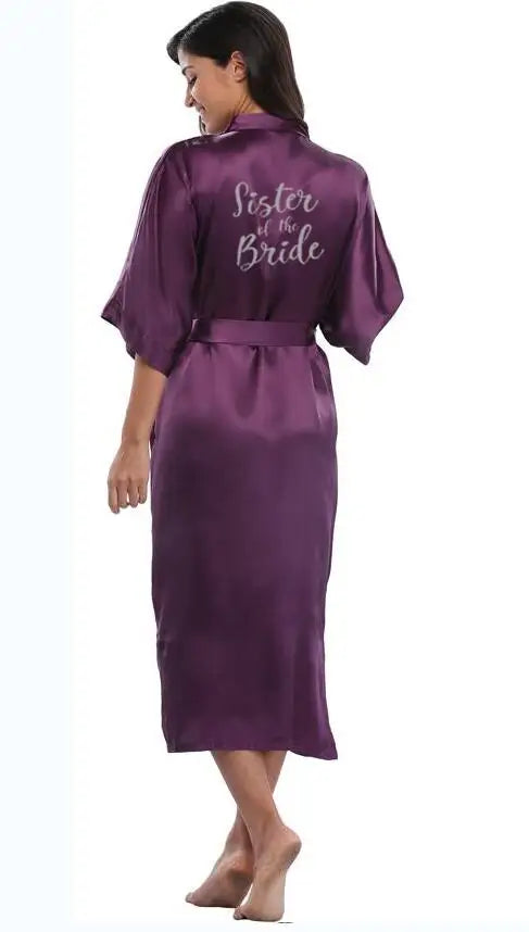 Bridal Shower Party- Royal Purple & White Satin Bridal Party Robes Set- - IndioGear Women Clothing