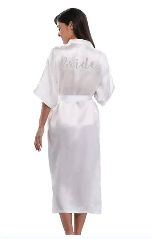 Bridal Shower Party- Royal Purple & White Satin Bridal Party Robes Set- white bride- IndioGear Women Clothing