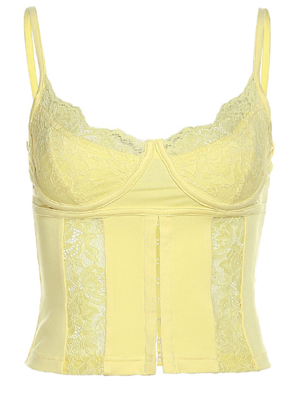 Bustiers- Lace Women's Built-in Bra Cami Bustier- - IndioGear Fashion and Gear