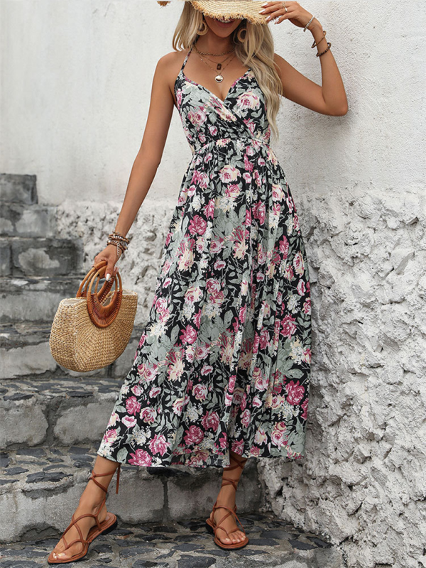 Cami Dresses- Essence of Summer Floral Boho Midi Dress- - IndioGear.com