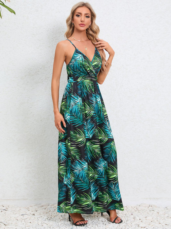 Cami Dresses- Garden Party Women's Cami Maxi Dress with Tropical Print- Suit 7- IndioGear Fashion and Gear