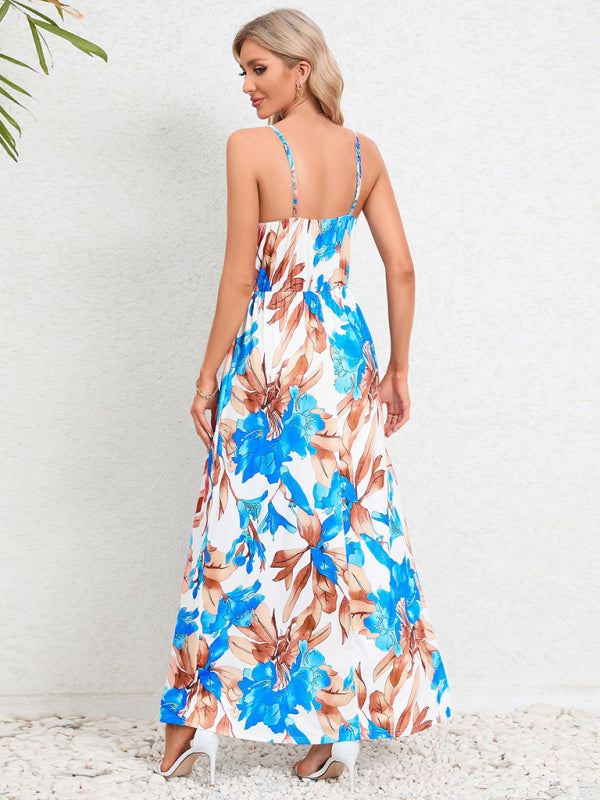 Cami Dresses- Garden Party Women's Cami Maxi Dress with Tropical Print- - IndioGear Fashion and Gear