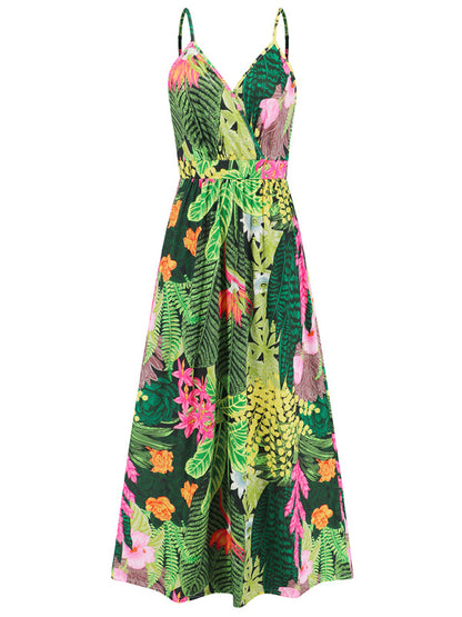 Cami Dresses- Garden Party Women's Cami Maxi Dress with Tropical Print- - IndioGear Fashion and Gear