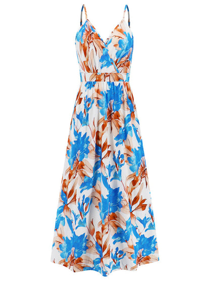 Cami Dresses- Garden Party Women's Cami Maxi Dress with Tropical Print- - IndioGear Fashion and Gear