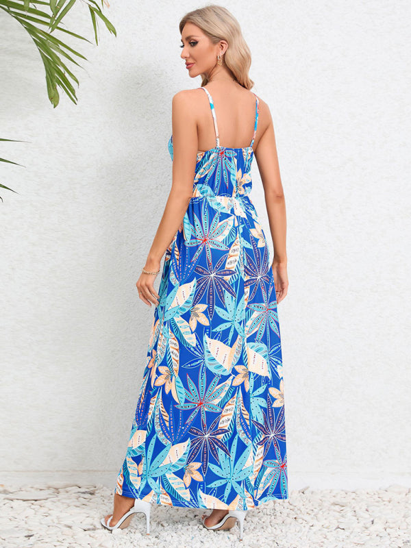 Cami Dresses- Garden Party Women's Cami Maxi Dress with Tropical Print- - IndioGear Fashion and Gear