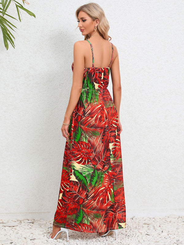 Cami Dresses- Garden Party Women's Cami Maxi Dress with Tropical Print- - IndioGear Fashion and Gear