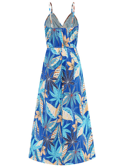 Cami Dresses- Garden Party Women's Cami Maxi Dress with Tropical Print- - IndioGear Fashion and Gear